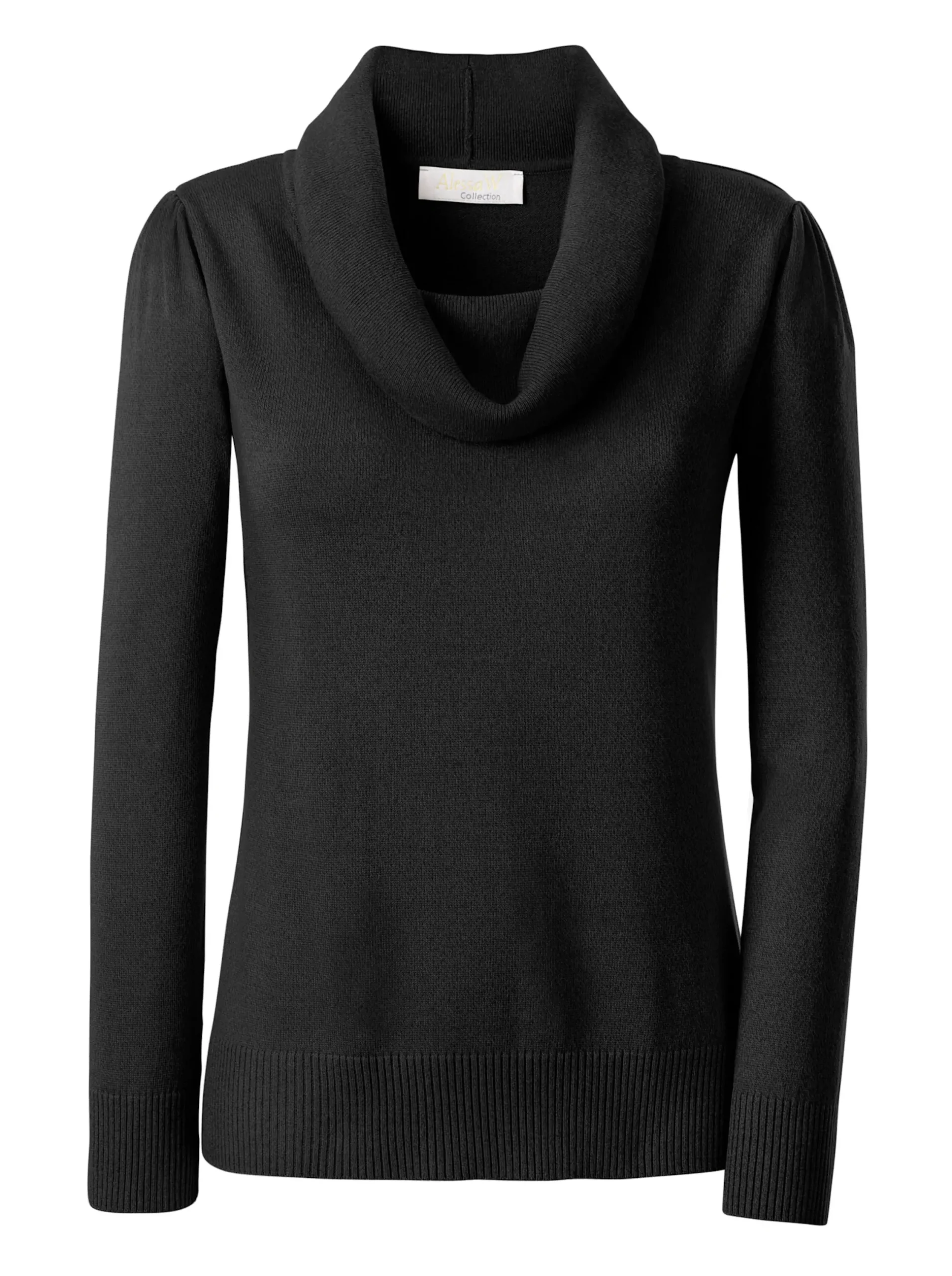 Basics|Pullover| Wasserfallpullover im Baumwoll-Viskose-Mix schwarz