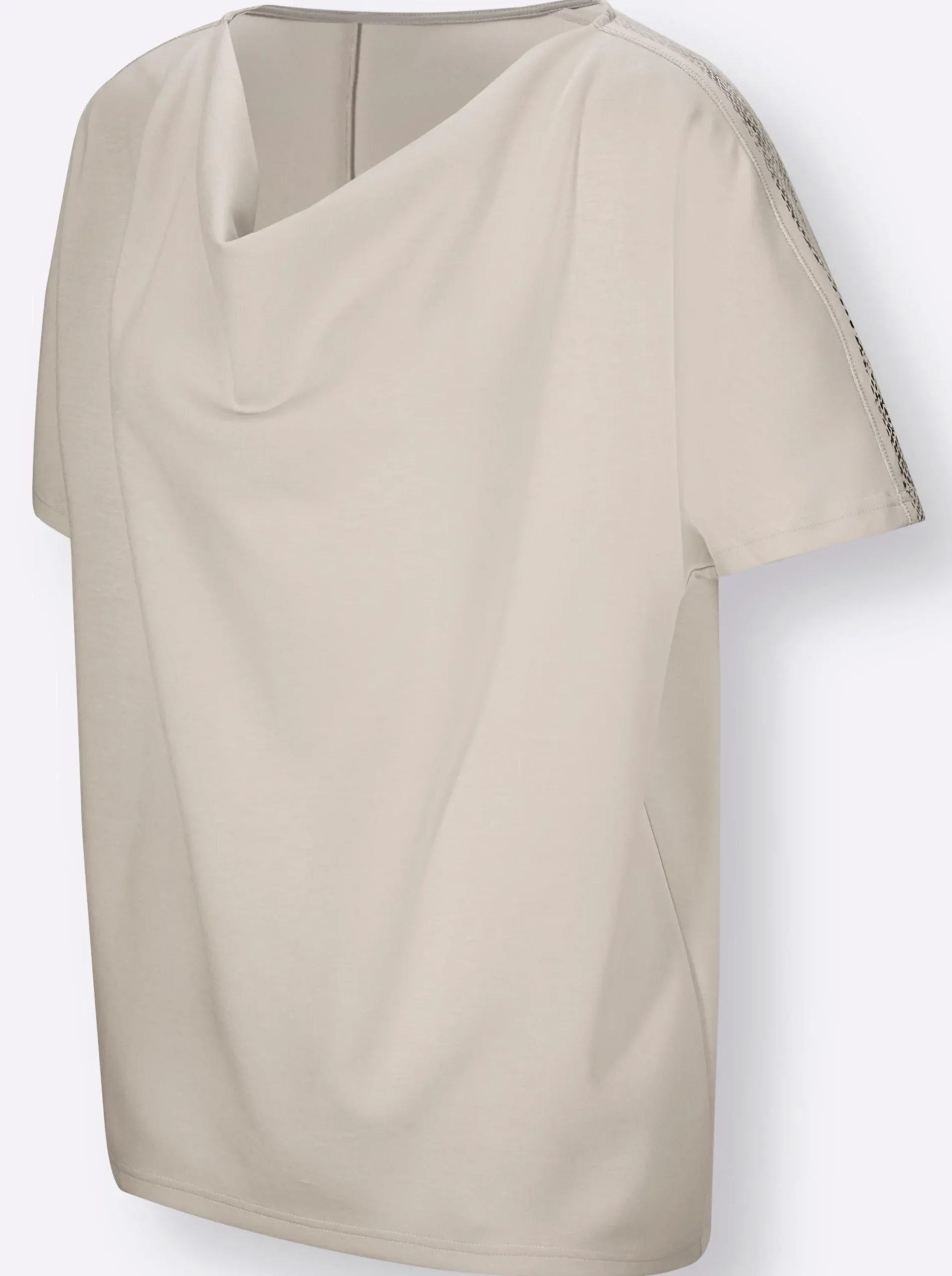 Pullover|Shirts| Wasserfallshirt hellgrau-silberfarben-bedruckt