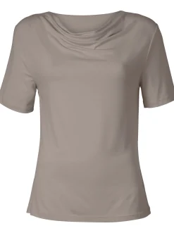 Shirts| Wasserfallshirt mit kurzen Ärmeln taupe