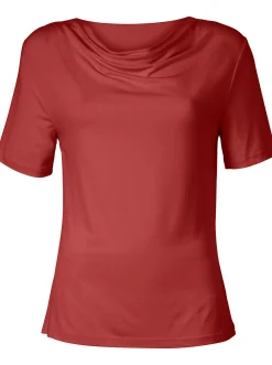 Shirts| Wasserfallshirt mit kurzen Ärmeln zimt