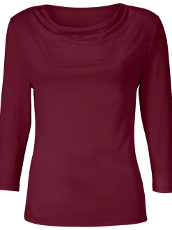 Shirts| Wasserfallshirt mit 3/4-langen Ärmeln bordeaux