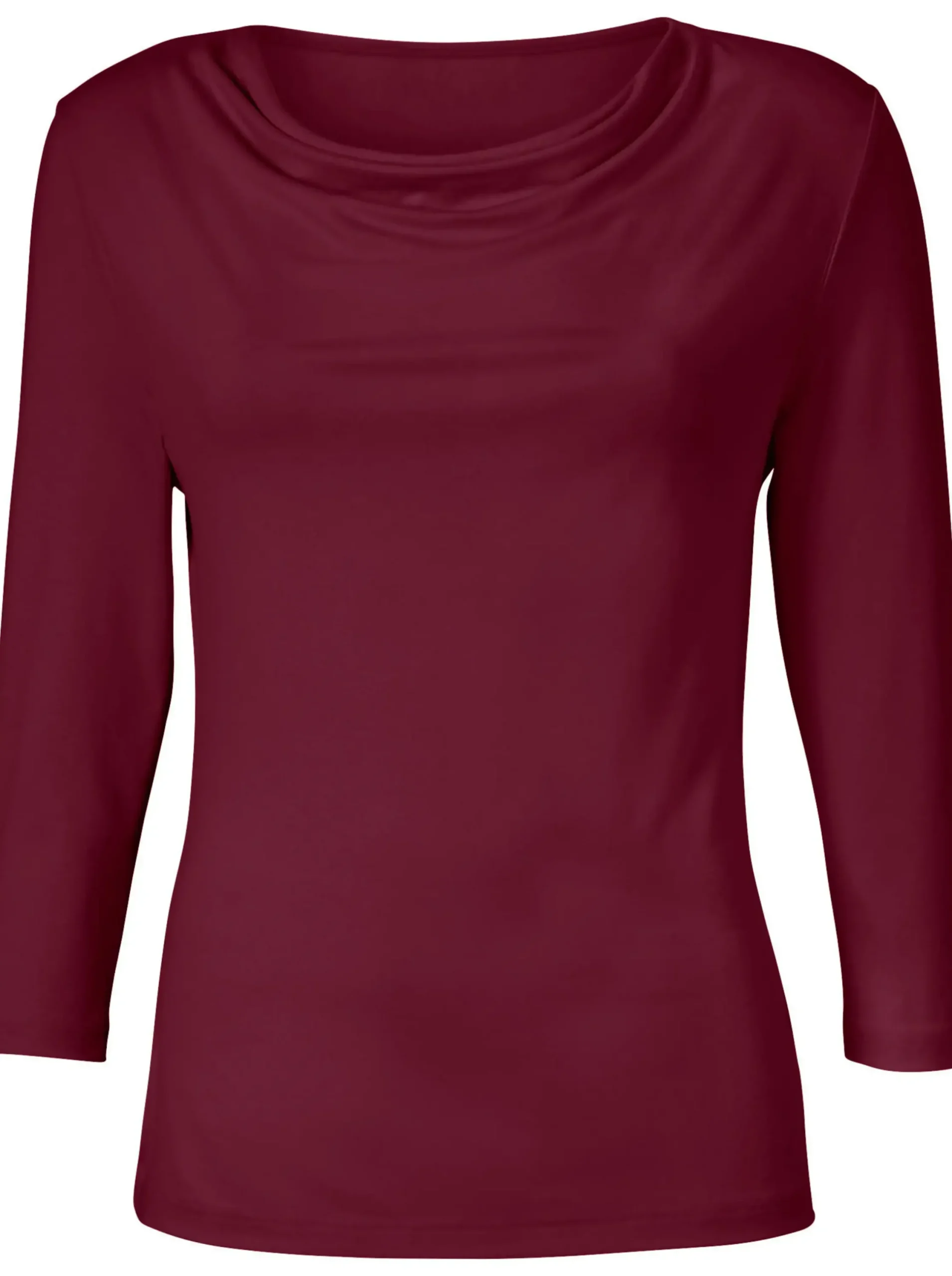 Shirts| Wasserfallshirt mit 3/4-langen Ärmeln bordeaux