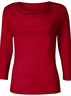 Shirts| Wasserfallshirt mit 3/4-langen Ärmeln rot