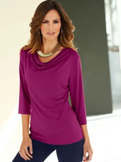 Shirts| Wasserfallshirt mit 3/4-langen Ärmeln fuchsia