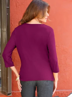 Shirts| Wasserfallshirt mit 3/4-langen Ärmeln fuchsia