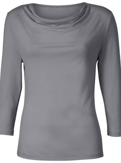 Shirts| Wasserfallshirt mit 3/4-langen Ärmeln anthrazit