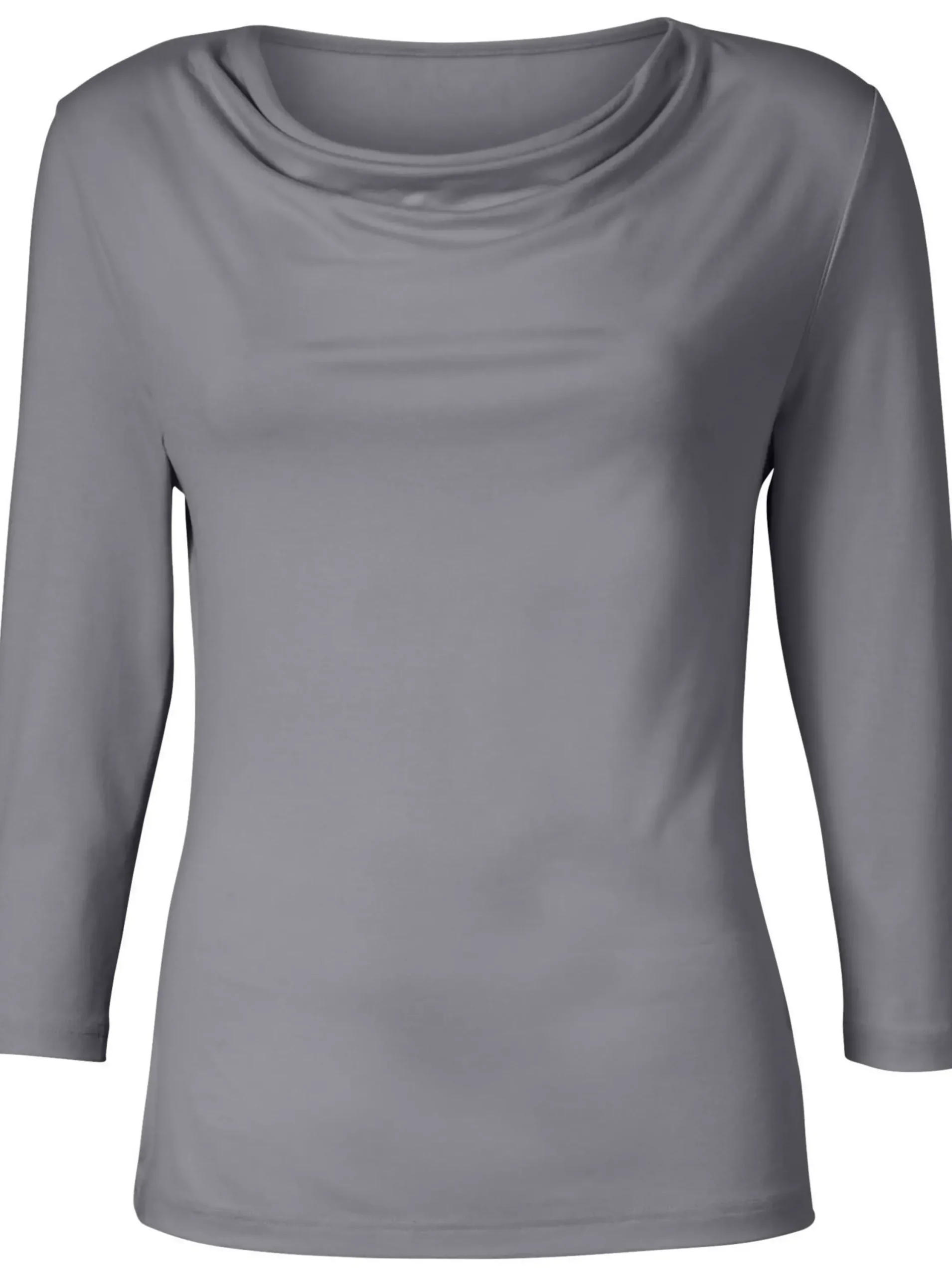 Shirts| Wasserfallshirt mit 3/4-langen Ärmeln anthrazit