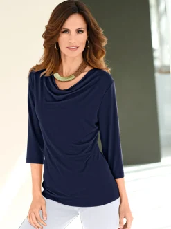 Shirts| Wasserfallshirt mit 3/4-langen Ärmeln marine