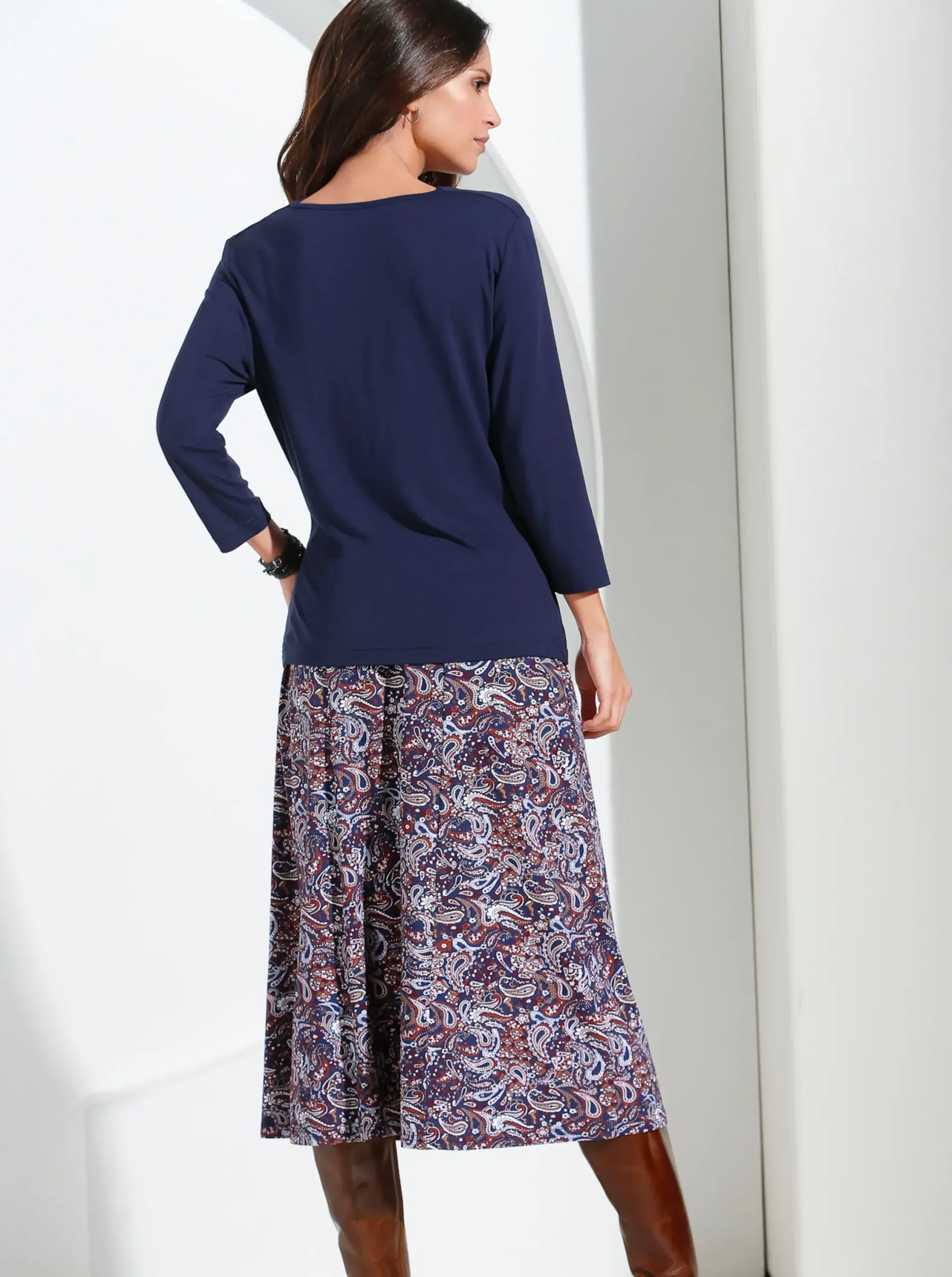 Shirts| Wasserfallshirt mit 3/4-langen Ärmeln marine