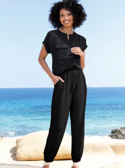 Hosen|heine Webhose in Crinkle-Qualität schwarz