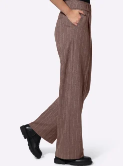 Hosen|heine Webhose mit Bundfalten taupe-schwarzNadelstreifen