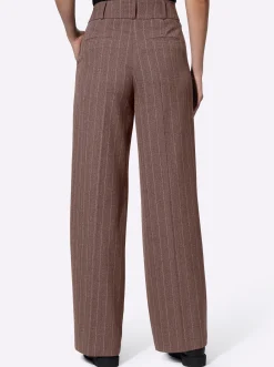 Hosen|heine Webhose mit Bundfalten taupe-schwarzNadelstreifen