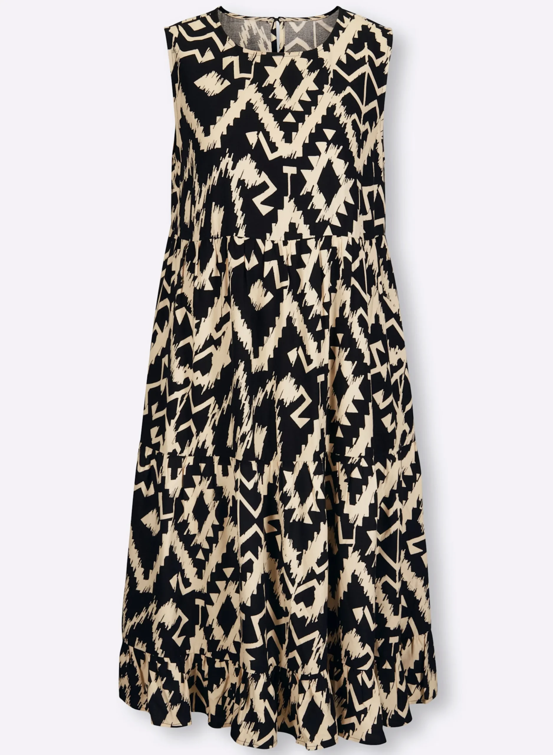 Kleider|heine Webkleid schwarz-champagner-gemustert