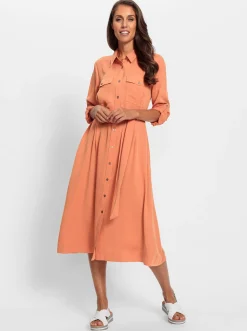 Kleider|heine Webkleid papaya