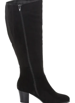Stiefel|sheego Weitschaftstiefel aus Velours-Lederimitat schwarz
