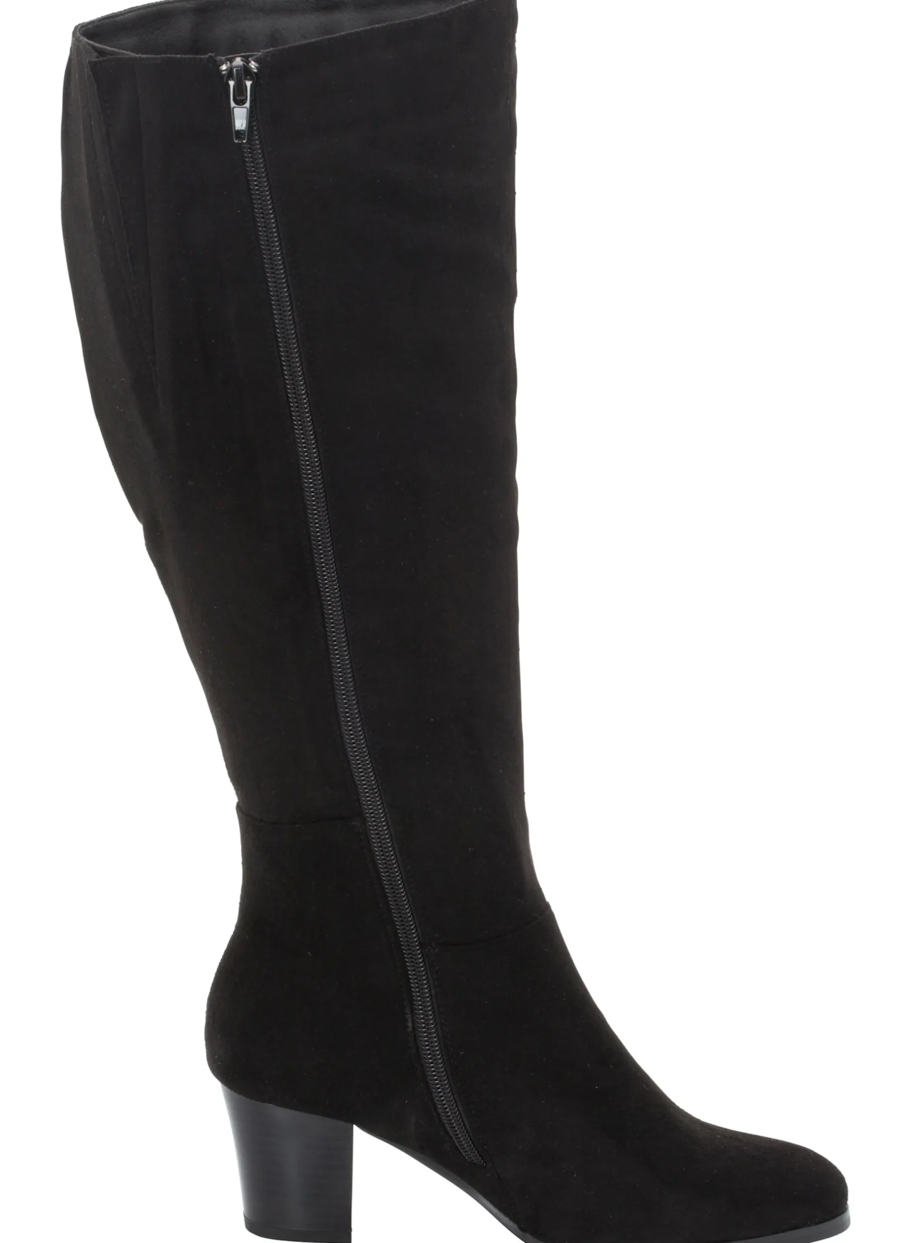 Stiefel|sheego Weitschaftstiefel aus Velours-Lederimitat schwarz
