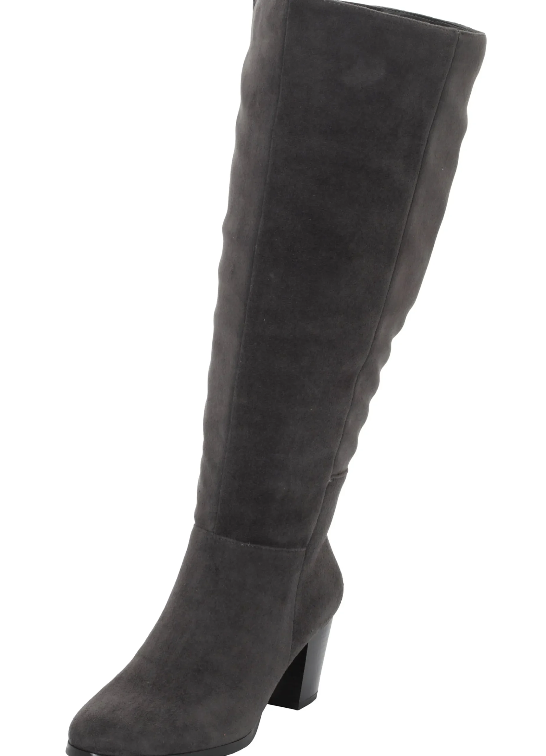 Stiefel|sheego Weitschaftstiefel aus Velours-Lederimitat grau