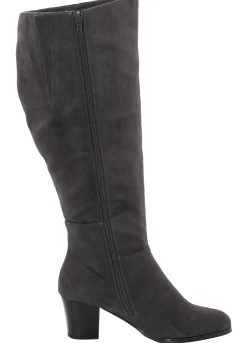 Stiefel|sheego Weitschaftstiefel aus Velours-Lederimitat grau