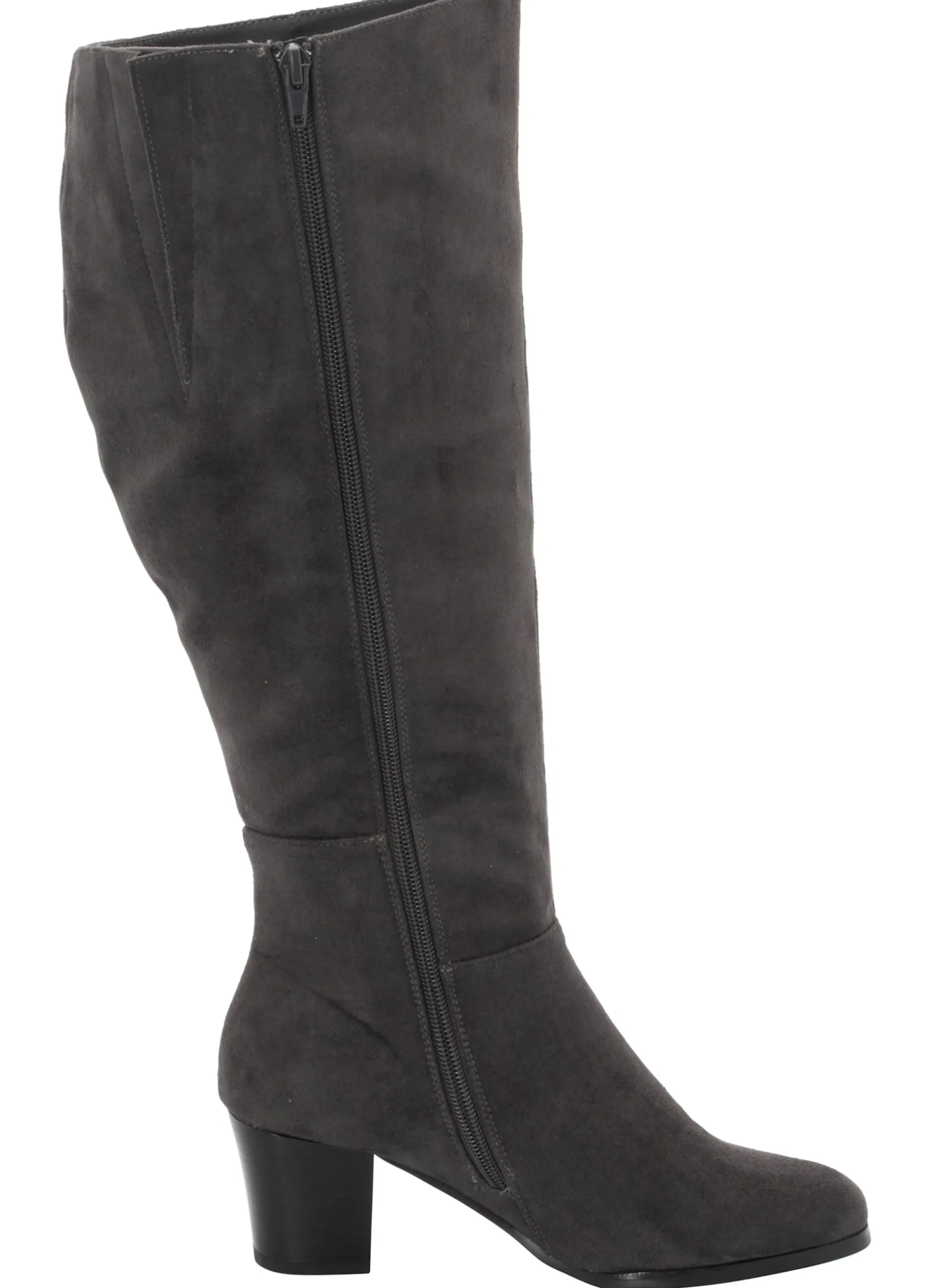 Stiefel|sheego Weitschaftstiefel aus Velours-Lederimitat grau