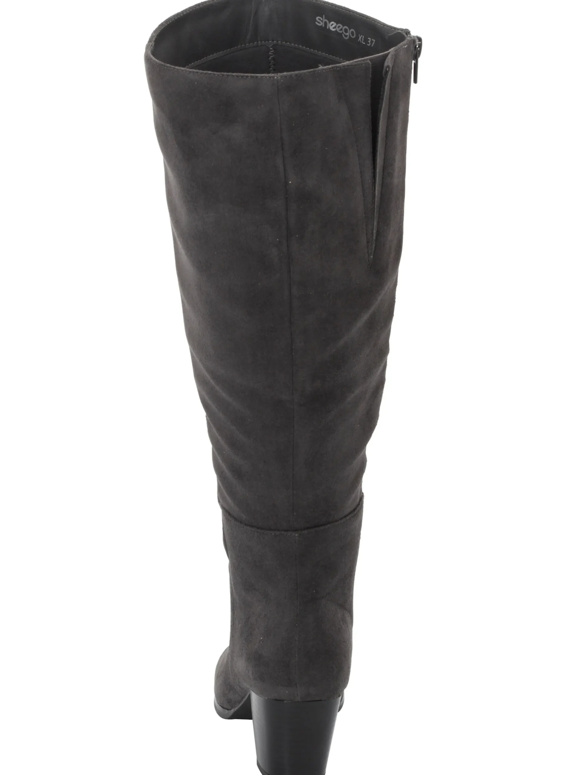 Stiefel|sheego Weitschaftstiefel aus Velours-Lederimitat grau