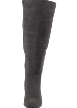 Stiefel|sheego Weitschaftstiefel aus Velours-Lederimitat grau