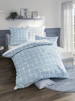 Bettwäsche & Laken|Dormisette Wendebettwäsche bleu-ecru-bedruckt