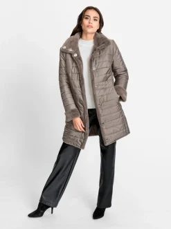 Jacken|heine Wendejacke aus Stepp und Pelz-Imitat taupe