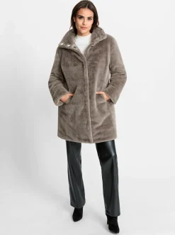 Jacken|heine Wendejacke aus Stepp und Pelz-Imitat taupe