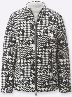 Jacken| Wendejacke mit innovativer Füllung ecru-schwarz-bedruckt