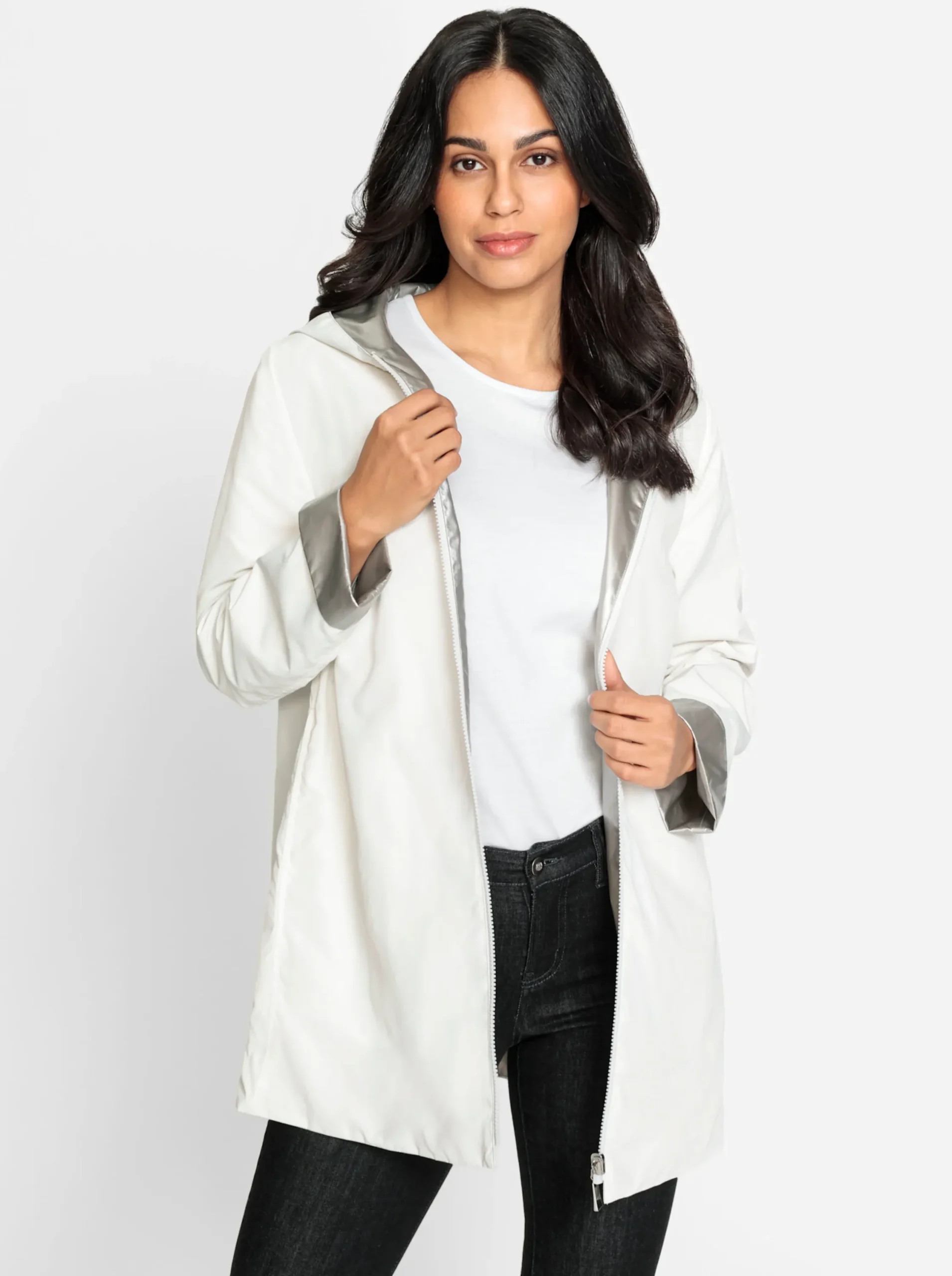 Jacken| Wendejacke mit Kapuze weiß