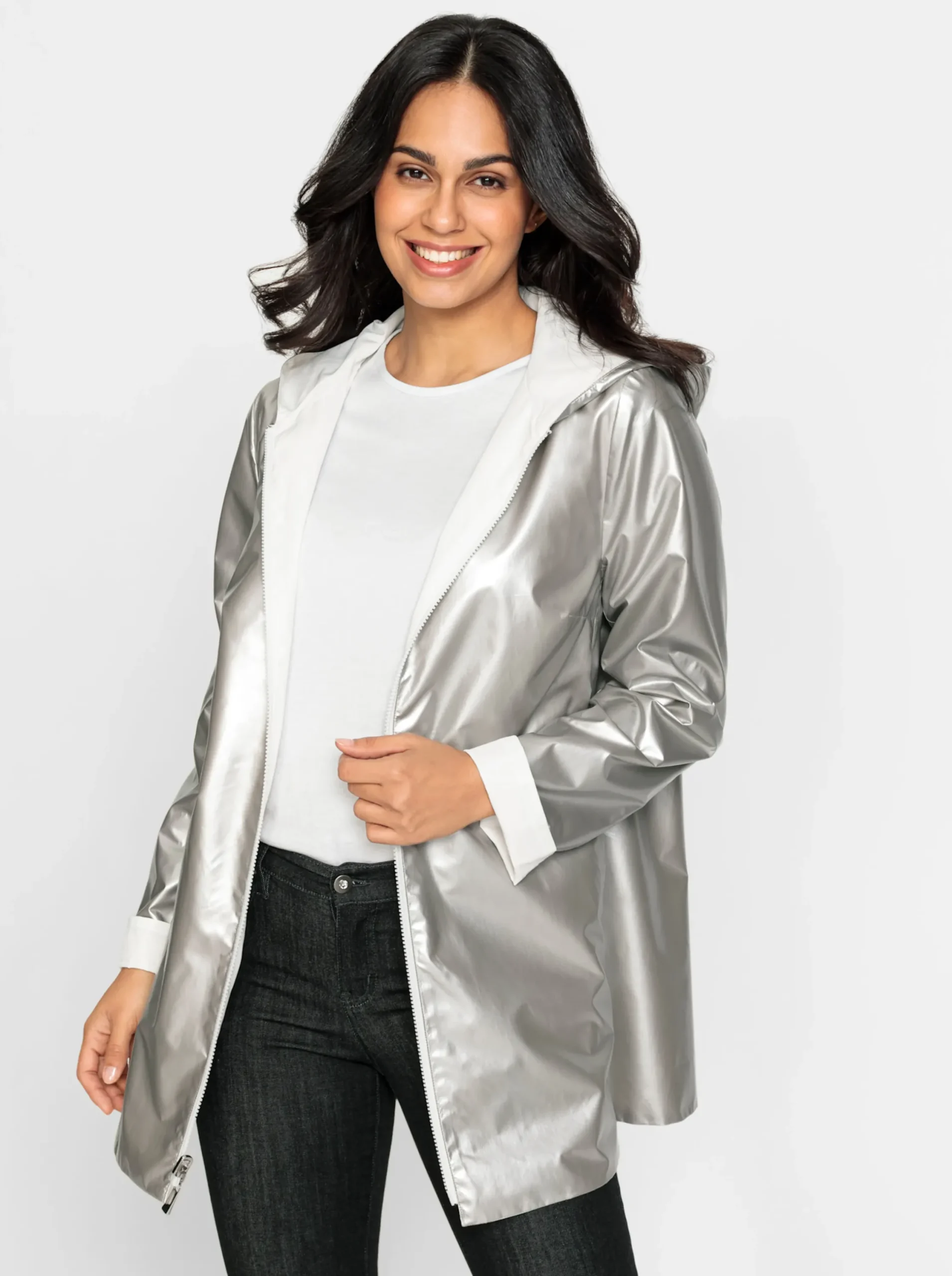 Jacken| Wendejacke mit Kapuze weiß