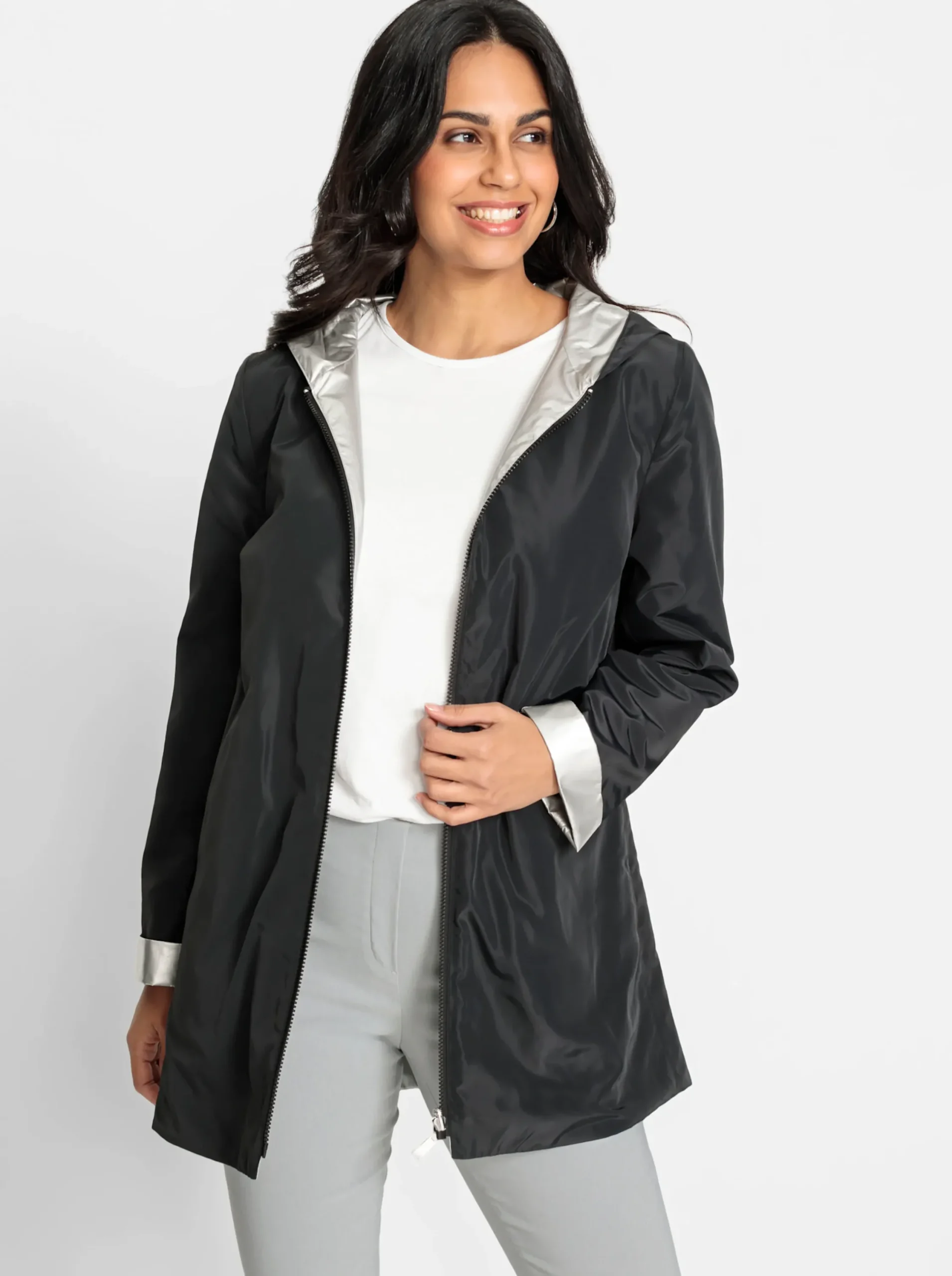 Jacken| Wendejacke mit Kapuze schwarz