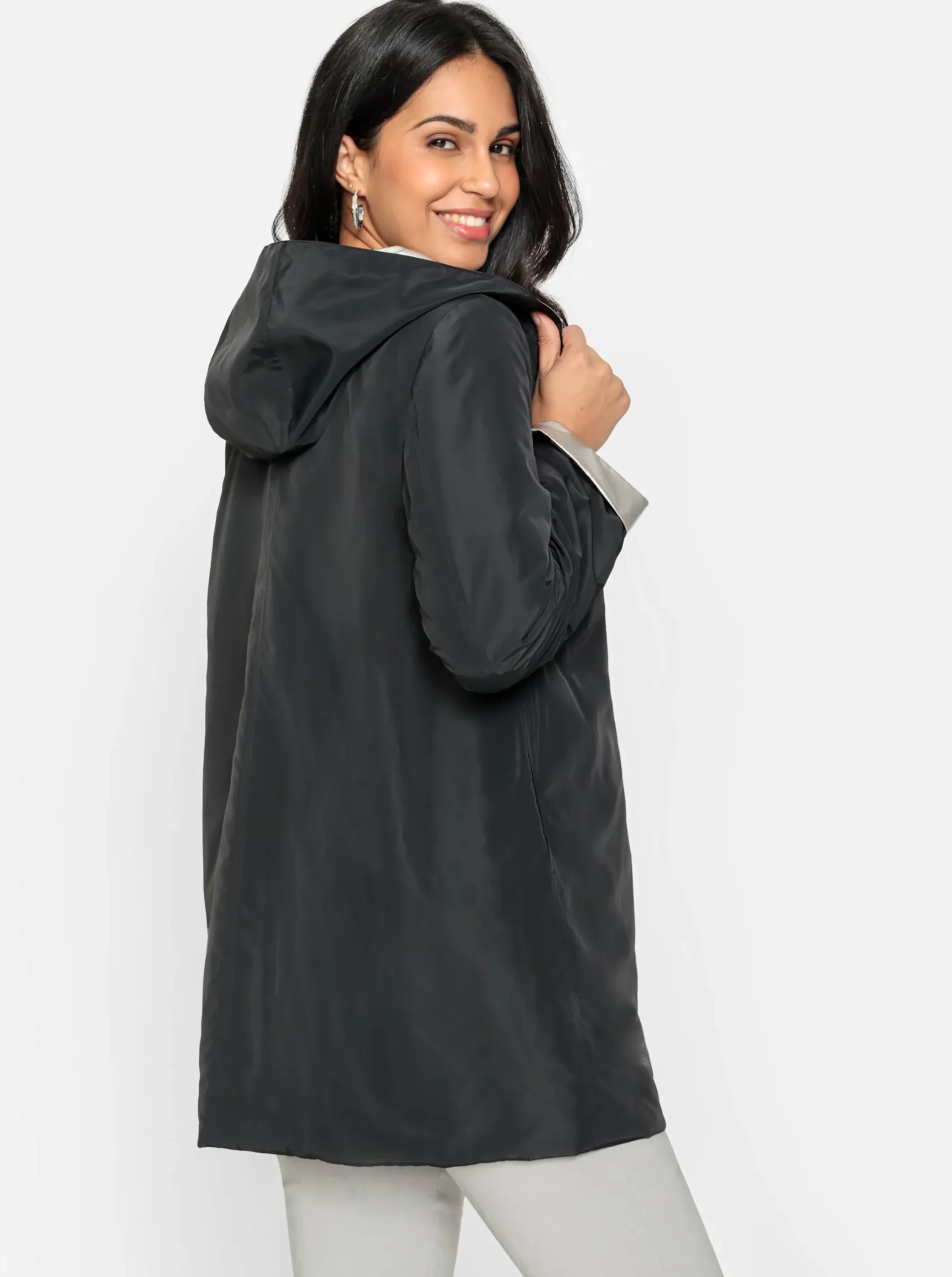 Jacken| Wendejacke mit Kapuze schwarz