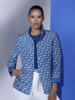Jacken| Wendejacke mit leichter Wattierung royalblau-weiß-bedruckt