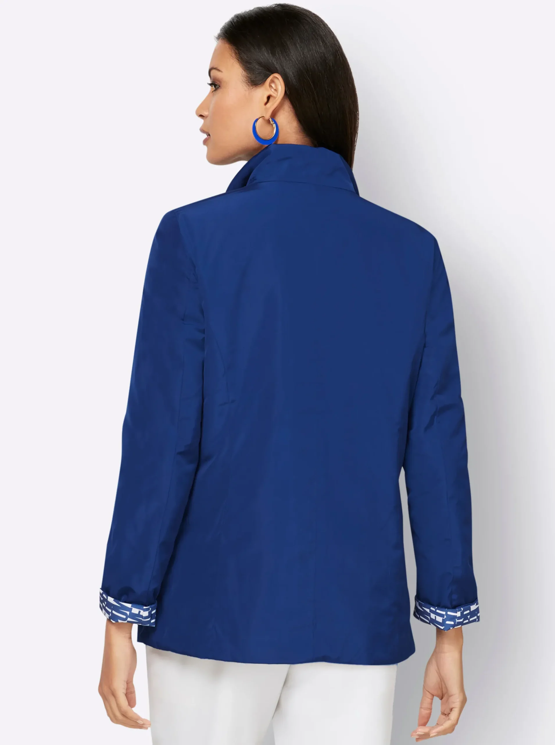 Jacken| Wendejacke mit leichter Wattierung royalblau-weiß-bedruckt