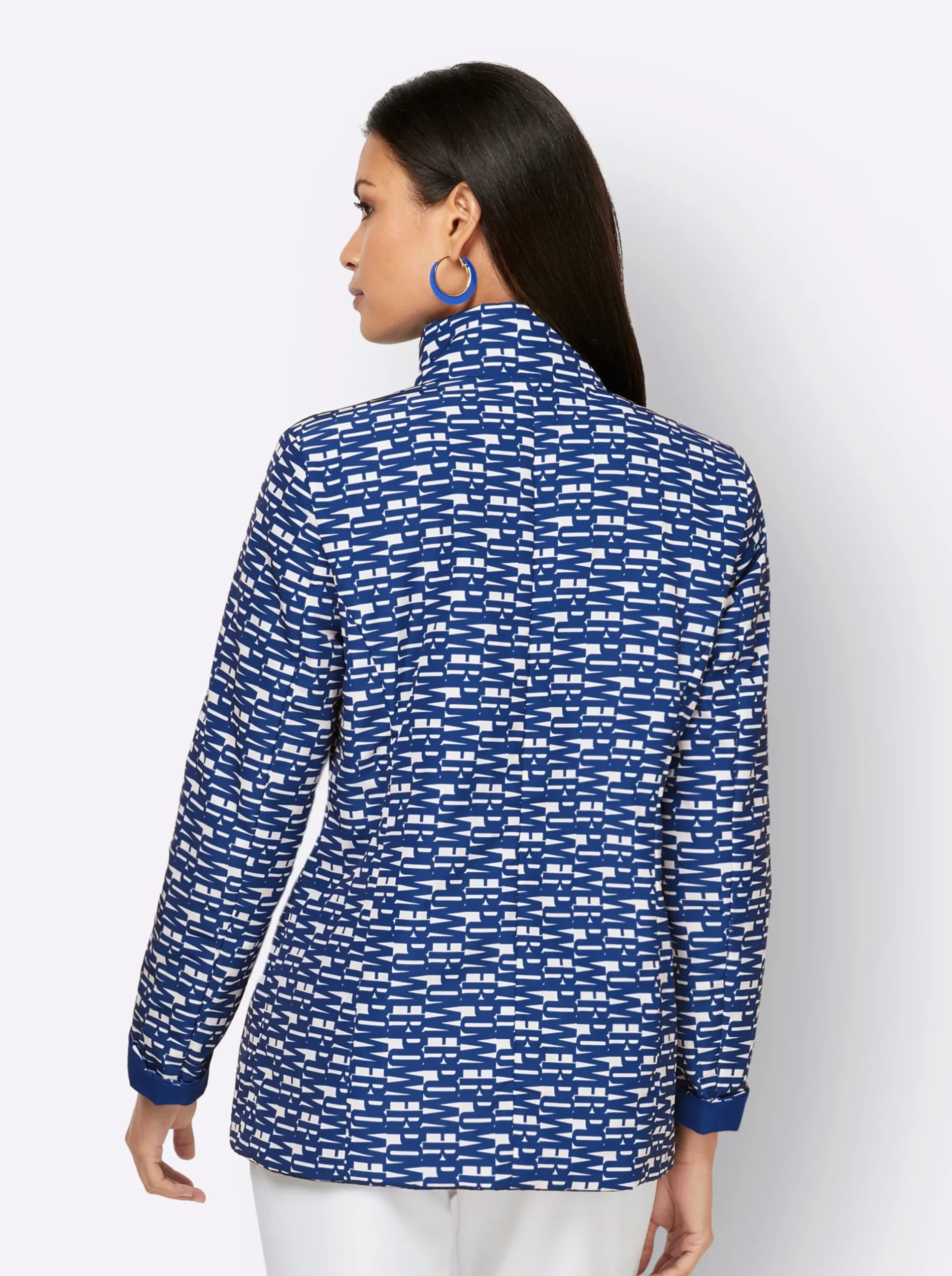 Jacken| Wendejacke mit leichter Wattierung royalblau-weiß-bedruckt