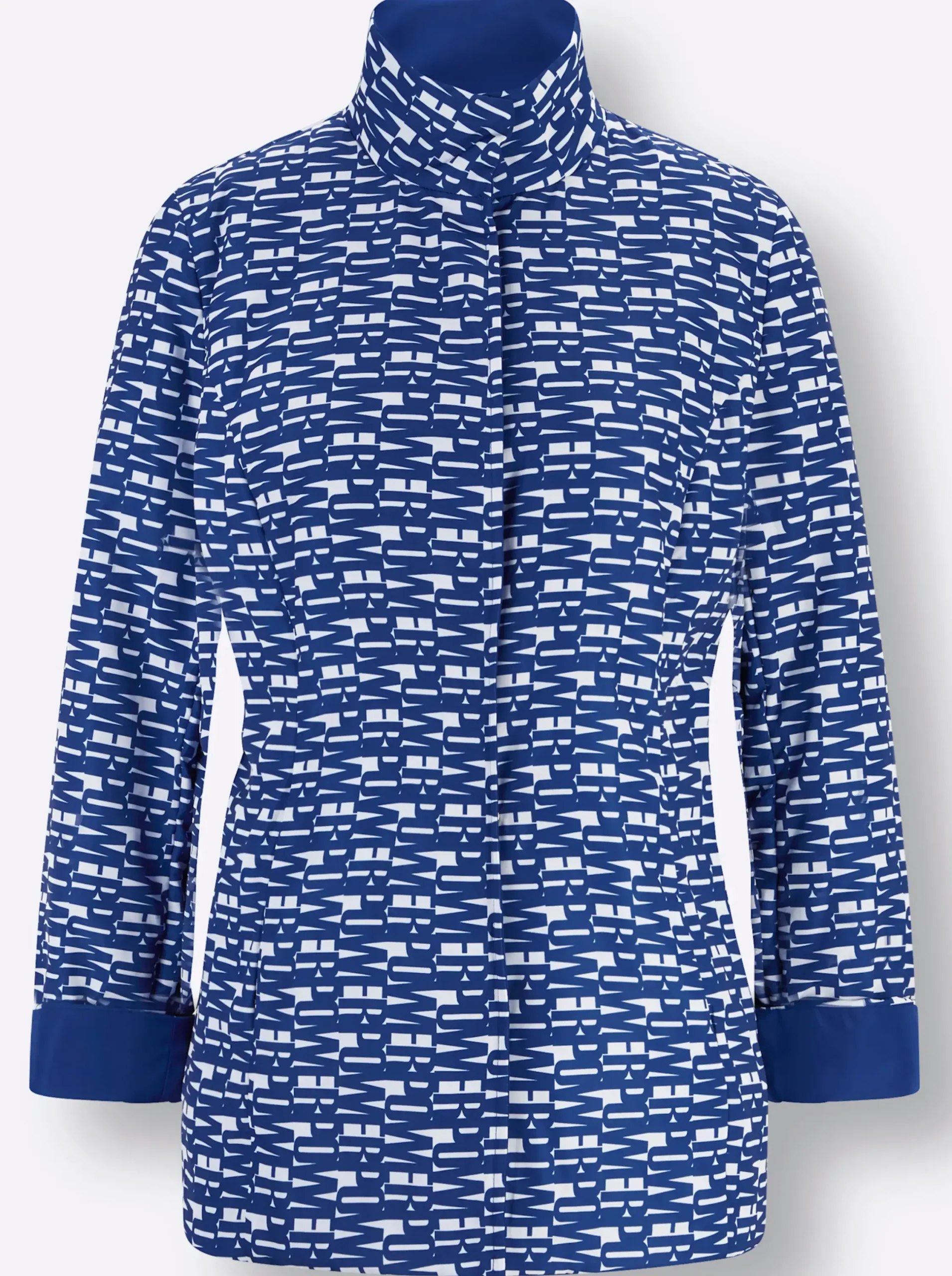 Jacken| Wendejacke mit leichter Wattierung royalblau-weiß-bedruckt