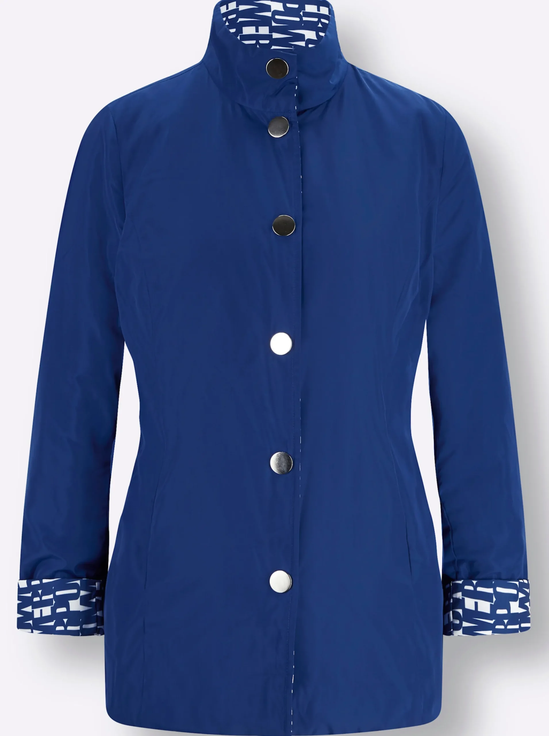 Jacken| Wendejacke mit leichter Wattierung royalblau-weiß-bedruckt