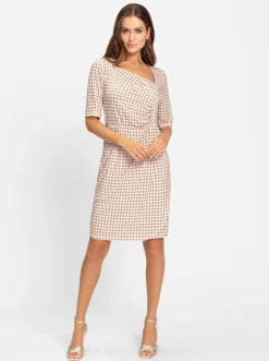Kleider|heine Wickelkleid mit Pepita-Muster ecru-camelPepita