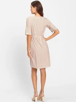 Kleider|heine Wickelkleid mit Pepita-Muster ecru-camelPepita