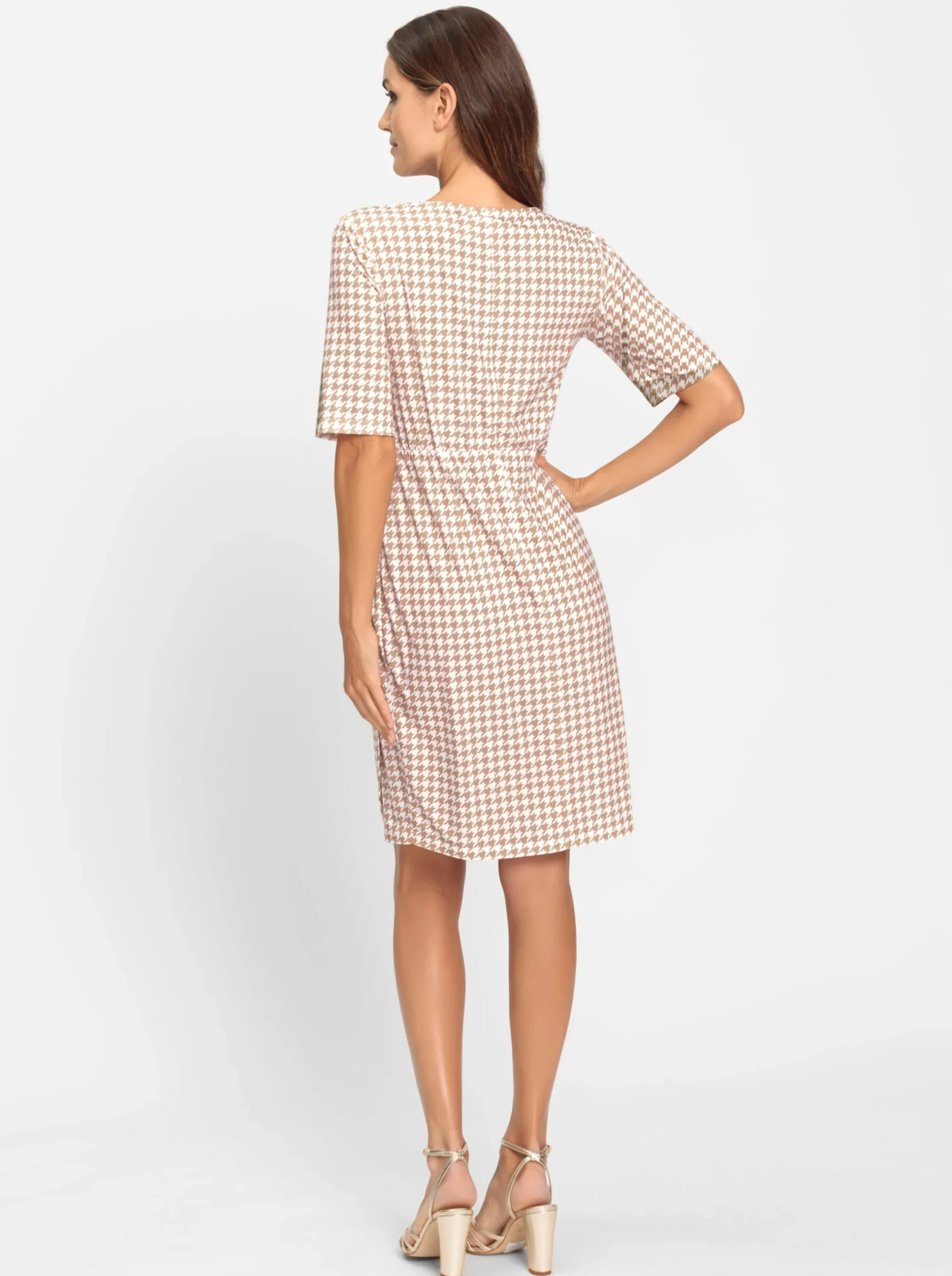 Kleider|heine Wickelkleid mit Pepita-Muster ecru-camelPepita