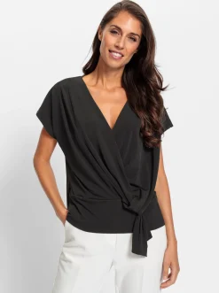 Shirts|heine Wickelshirt mit Knotendetail schwarz