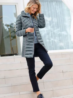 Jacken| Winterjacke in Changeant-Qualität, leicht schimmernd aqua