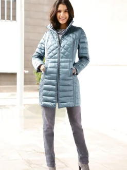 Jacken| Winterjacke in Changeant-Qualität, leicht schimmernd aqua