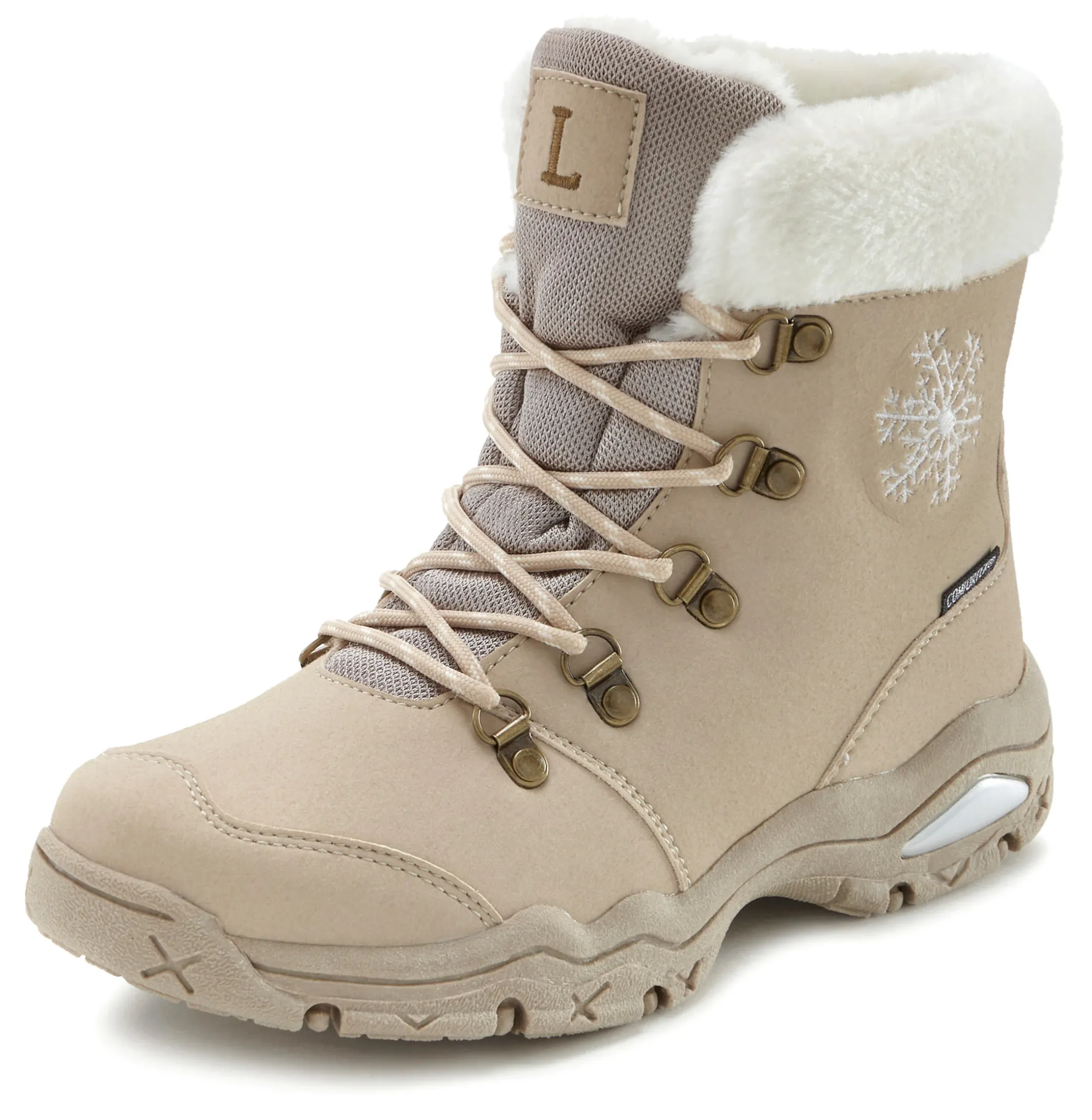 Stiefeletten|Stiefel|LASCANA Winterstiefelette beige