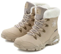 Stiefeletten|Stiefel|LASCANA Winterstiefelette beige