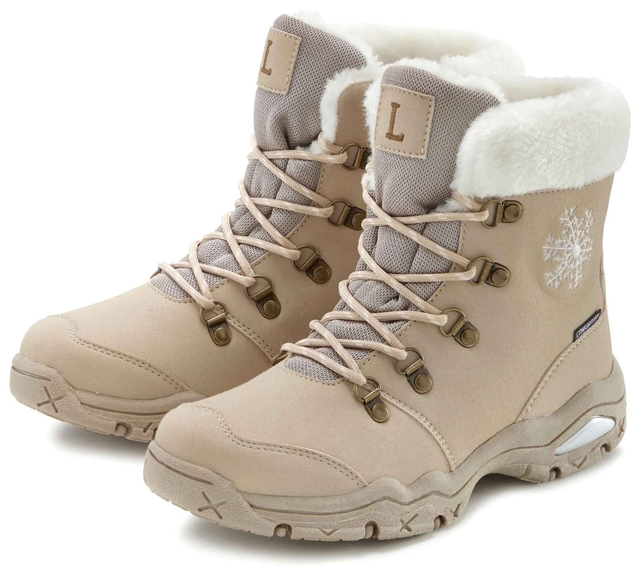 Stiefeletten|Stiefel|LASCANA Winterstiefelette beige