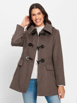 Jacken| Wolljacke aus Melange-Garn dunkeltaupe