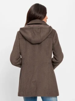 Jacken| Wolljacke aus Melange-Garn dunkeltaupe
