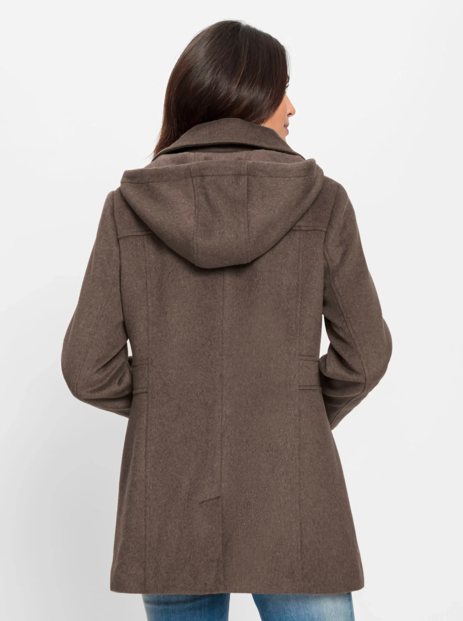 Jacken| Wolljacke aus Melange-Garn dunkeltaupe